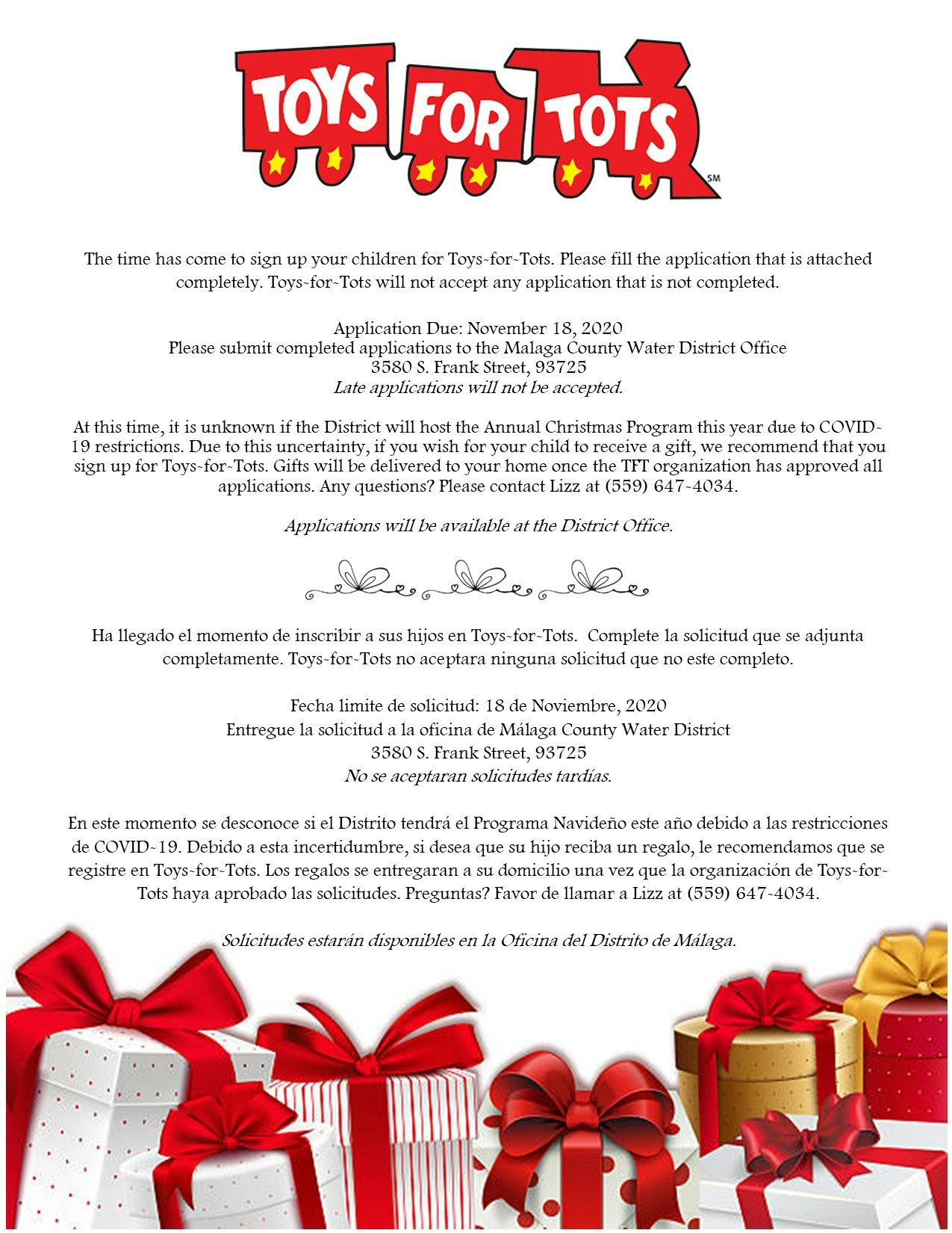 Toys for Tots 2025 Malaga County Water District